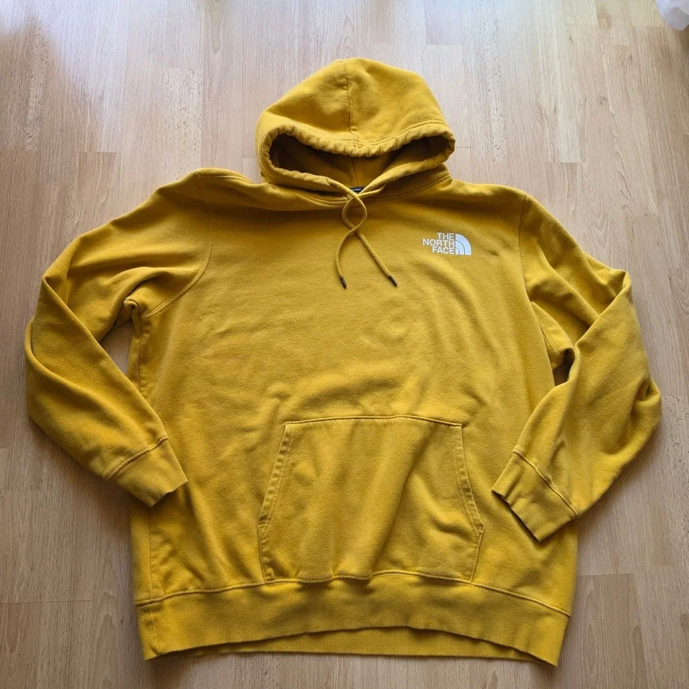 The North Face Mens XXL Mustard Yellow Box Logo Never Stop Exploring Hoodie - Picture 2 of 8